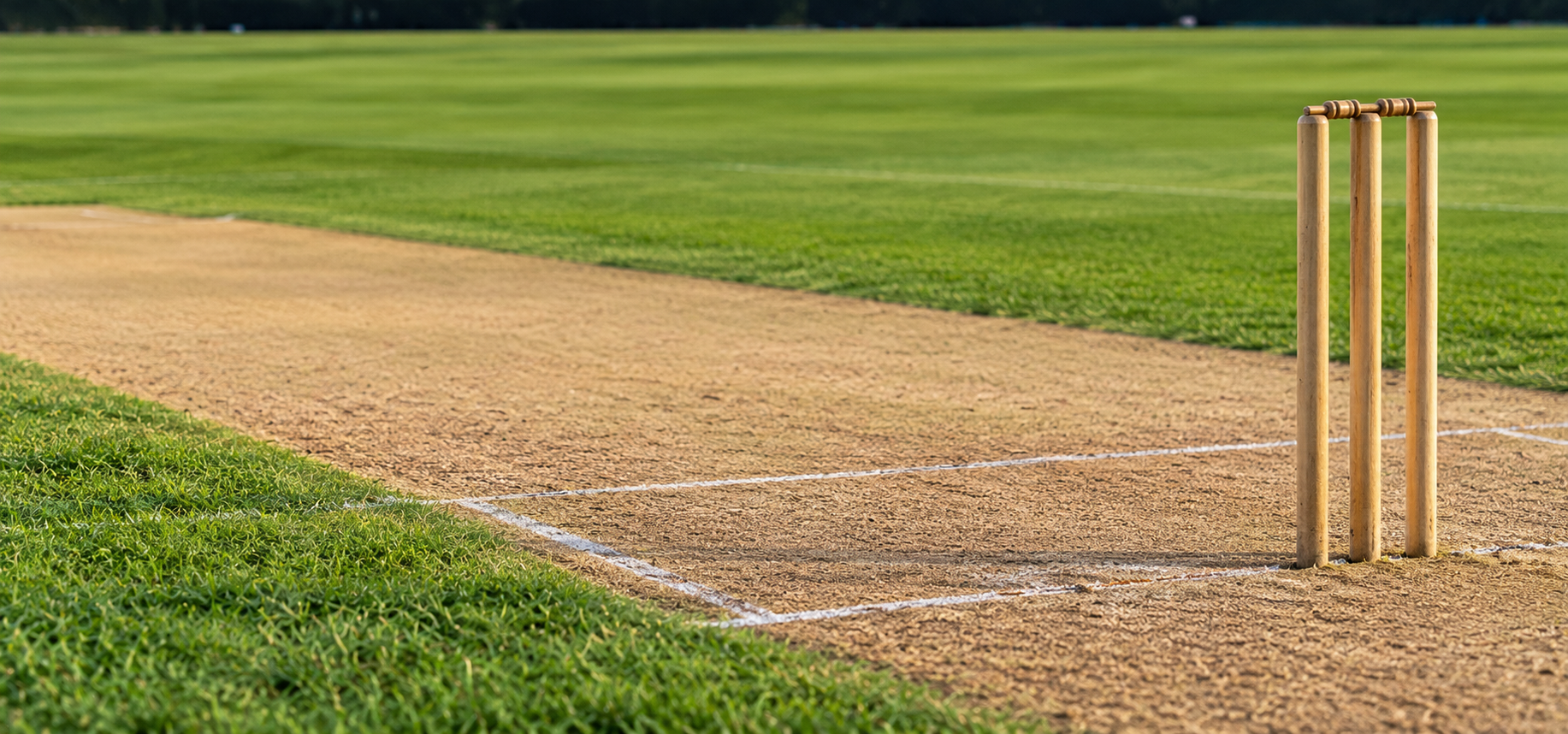 Cricket Wicket on Sunlit Pitch